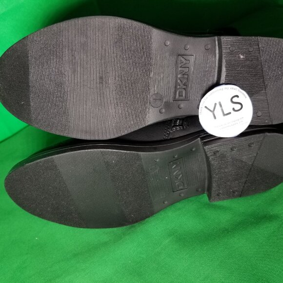 DKNY Logo Black Riding Boots Vegan Leather Size 1 Paddock Jodhpur Field - Picture 9 of 9